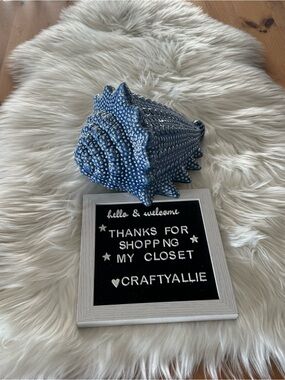 Decorative Blue & White Ceramic Queen Conch Shell Accent